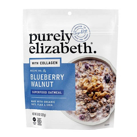 Purely Elizabeth, Superfood Oatmeal Blueberry Walnut Pouch With Collagen, 8 Oz (Case Of 6)