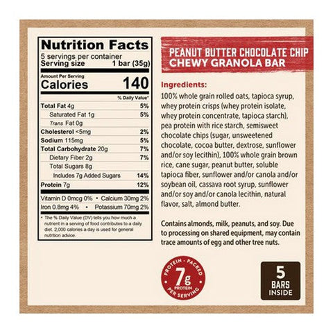 Kodiak Cakes, Chewy Granola Bar Peanut Butter Chocolate Chip, 6.17 Oz (Case Of 12)