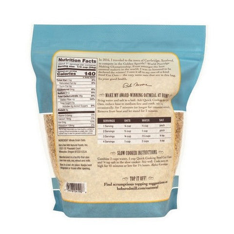 Bobs Red Mill, Quick Cooking Steel Cut Oats, 22 Oz(Case Of 4)