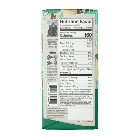 Endangered Species, Oat Milk Rice Crisp Plus Dark Chocolate Bar, 3 Oz(Case Of 12)