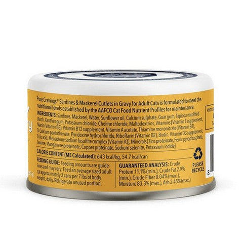 Pure Cravings, Wild Sardines And Mackerel Cutlets In Gravy, 3 Oz(Case Of 12)
