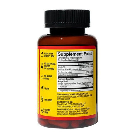 Bragg's Liquid Aminos, Apple Cider Vinegar Supplement, 90 Capsules