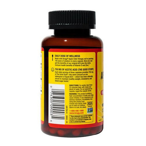 Bragg's Liquid Aminos, Apple Cider Vinegar Supplement, 90 Capsules