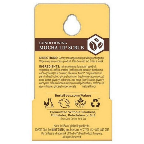Burts Bees, 100% Natural Conditioning Mocha Lip Scrub With Repurposed Coffee Grounds, 0.25 Oz (Case Of 4)