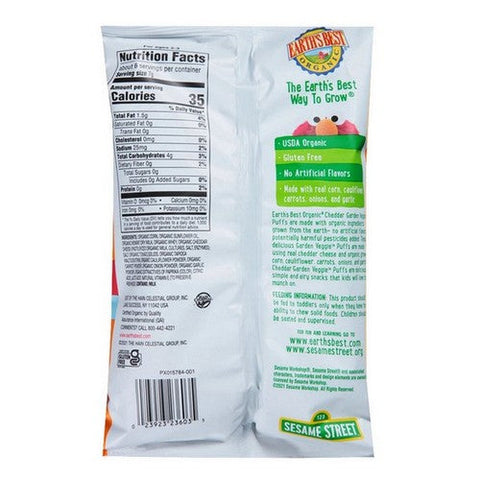 Earth's Best, Sesame Street Organic Veggie Cheddar Puffs Baby Snacks, 1.55 Oz (Case Of 4)