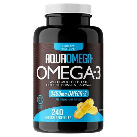 AquaOmega, Omega-3 Wild Caught Fish Oil High EPA, 3450 Mg, 240 Count