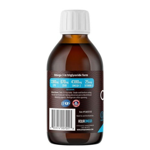 AquaOmega, Omega-3 Wild Caught Fish Oil High EPA Orange, 4380 Mg, 225 Ml