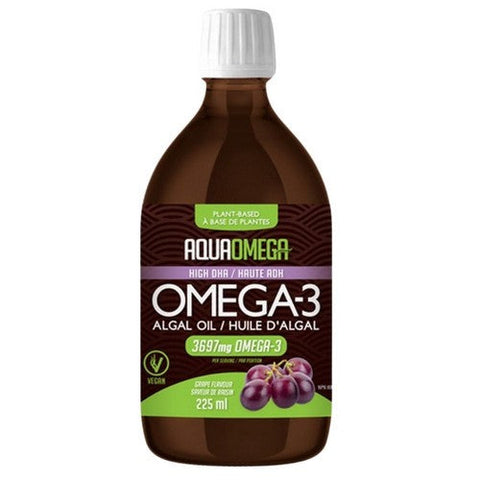 AquaOmega, Omega-3 Algal Oil Plant-Based High DHA Grape, 3697 Mg, 225 Ml