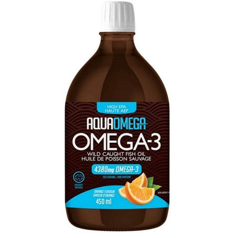 AquaOmega, Omega-3 Wild Caught Fish Oil High EPA Orange, 4380 Mg, 450 Ml