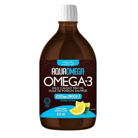 AquaOmega, Omega-3 Wild Caught Fish Oil High EPA Lemon, 4380 Mg, 450 Ml