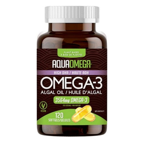 AquaOmega, Omega-3 Algae Oil Plant-based High DHA, 3564 Mg, 120 Caps