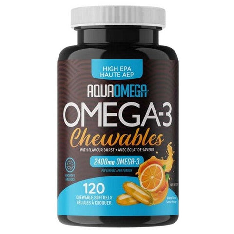 AquaOmega, Omega-3 Wild Caught Fish Oil High EPA Orange, 2400 Mg, 120 Softgels