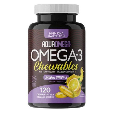 AquaOmega, Omega-3 Wild Caught Fish Oil High DHA Lemon, 2400 Mg, 120 Softgels