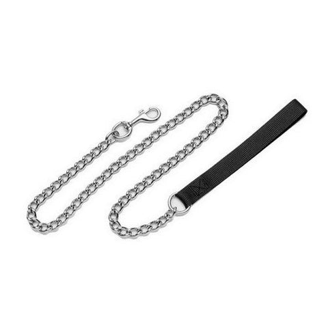 Titan, Titan Chain Dog Leash with Nylon Handle, Black,  3 Mm X 4 Feet