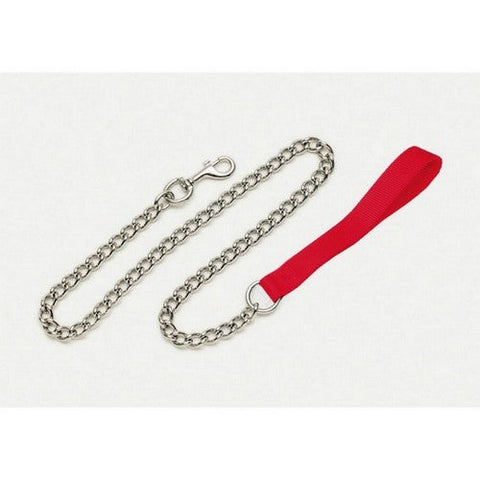 Titan, Titan Chain Dog Leash with Nylon Handle, Red,  4 Mm X 4 Feet