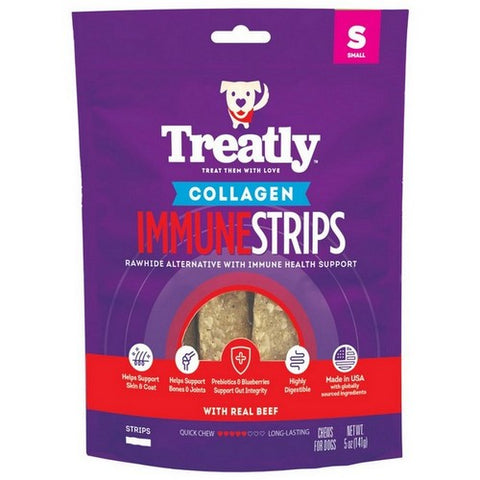 Treatly, Treatly Collagen Immune Strips Dog Chews, 5 Oz / Beef