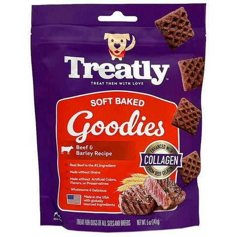 Treatly, Treatly Soft Baked Goodies Dog Treats, Beef & Barley,  5 Ounces