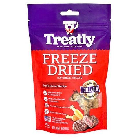Treatly, Treatly Freeze Dried Dog Treats, Beef & Carrot,  3 Ounces
