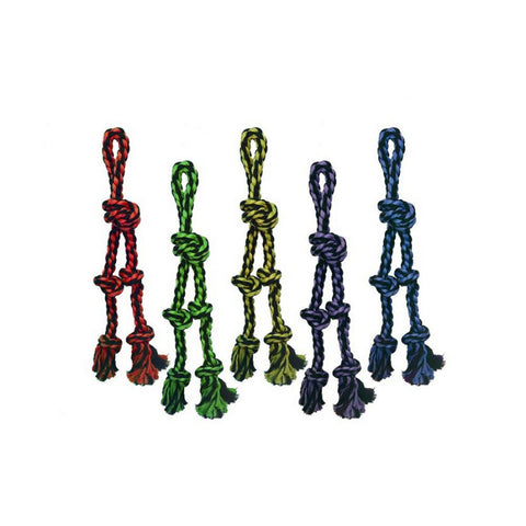 Multipet, Multipet Nuts for Knots Rope Tug With 2 Danglers Dog Toy, Assorted,  15 Inches, Small
