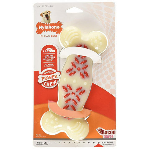 Nylabone, Nylabone Power Chew Action Ridges Chew Toy, Bacon,  ExtraLarge/Souper - 50+ Lbs. (1 Count)