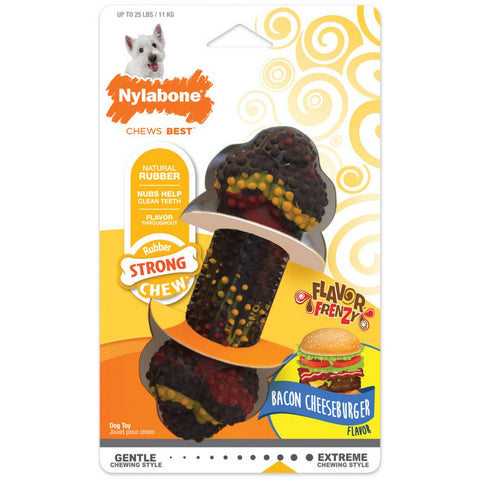 Nylabone, Nylabone Flavor Frenzy Strong Chew Dog Toy, Bacon Cheeseburger,  SM/Regular - Up To 25 Ibs. (1 Count)