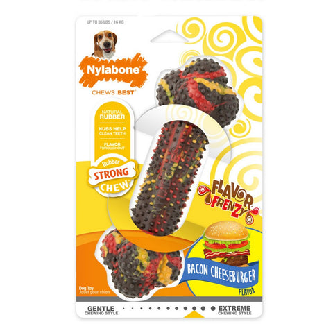 Nylabone, Nylabone Flavor Frenzy Strong Chew Dog Toy, Bacon Cheeseburger,  Medium/Wolf - Up To 35 Lbs. (1 Count)