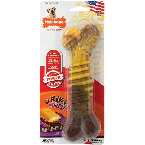 Nylabone, Nylabone Flavor Frenzy Power Chew Durable Dog Chew Toy, Philly Cheesesteak,  ExtraLarge/Souper - 50+ Lbs. (1 Count)