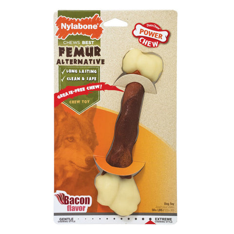 Nylabone, Nylabone Power Chew Femur Dog Bone Alternative, Bacon,  Large/Giant - Up To 50 Lbs. (1 Count)