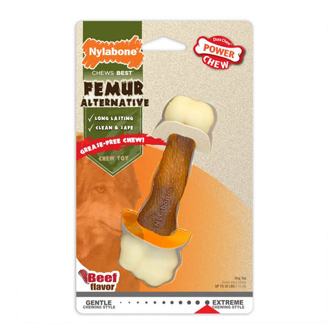 Nylabone, Nylabone Power Chew Femur Dog Bone Alternative, Beef,  Medium/Wolf - Up To 35 Lbs. (1 Count)