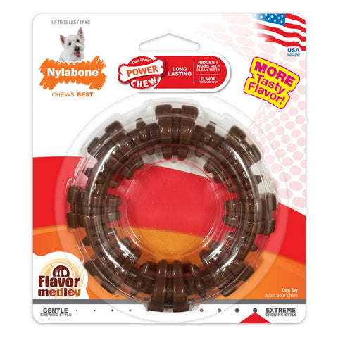 Nylabone, Nylabone Power Chew Textured Dog Ring Toy, Flavor Medley,  SM/Regular - Up To 25 Ibs. (1 Count)