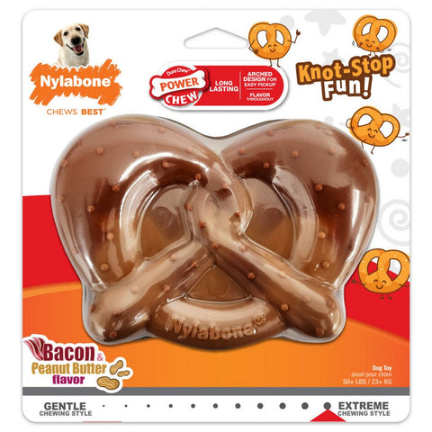 Nylabone, Nylabone Power Chew Pretzel Dog Toy, Bacon & Peanut Butter, Pretzel,  ExtraLarge/Souper - 50+ Lbs. (1 Count)