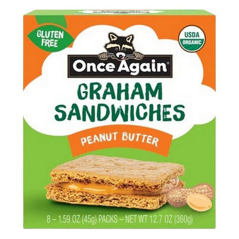 Once Again, Organic Peanut Butter Graham Crackers Sandwiches, 1.59 Oz (Case Of 8)