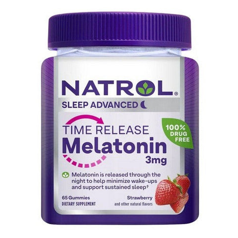Natrol, Time Release Melatonin, 3 Mg, Strawberry 65 Count