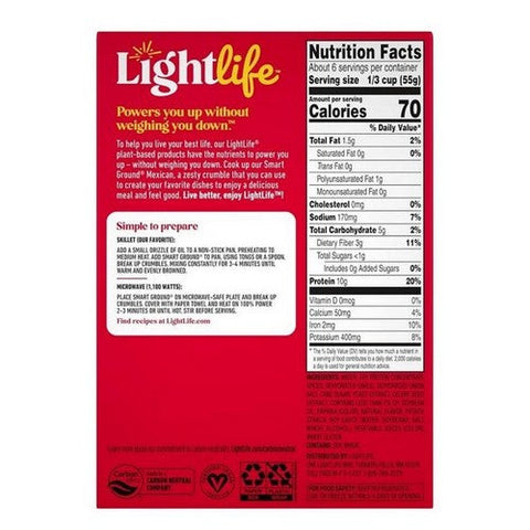 Lightlife, Smart Ground Mexican Crumbles, 12 Oz (Case Of 8)