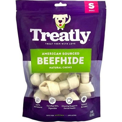 Treatly, Treatly American Beefhide Bones, 4 IN-8 Pack,Natural
