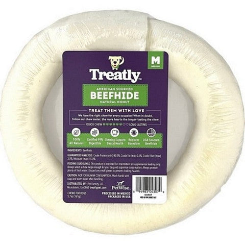 Treatly, Treatly American Beefhide Donut, 6 IN-1 Pack,Natural