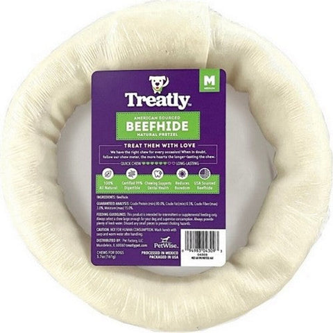 Treatly, Treatly American Beefhide Pretzel, 6 IN-1 Pack,Natural