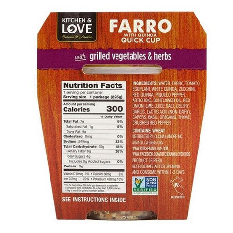 Quinoa Quick Cup Grilled Vegetables Farro 7.9 Oz (Case Of 6) by Kitchen And Love