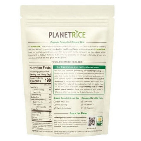 Planet Rice, Organic Sprouted Brown Rice, 22 Oz (Case Of 6)