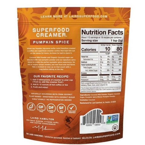 Superfood Pumpkin Spice Creamer 8 Oz (Case Of 6) by Laird Superfood