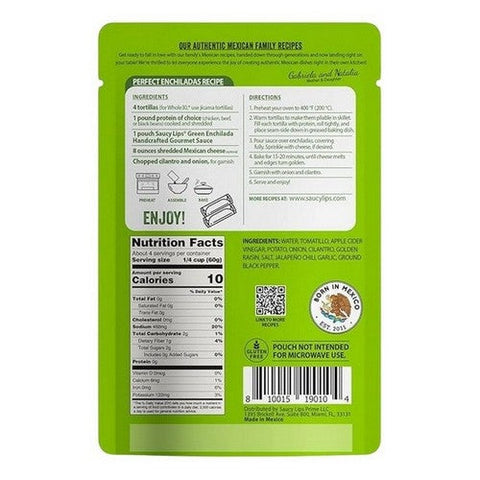 Green Enchilada Sauce 8 Oz (Case Of 6) by Saucy Lips