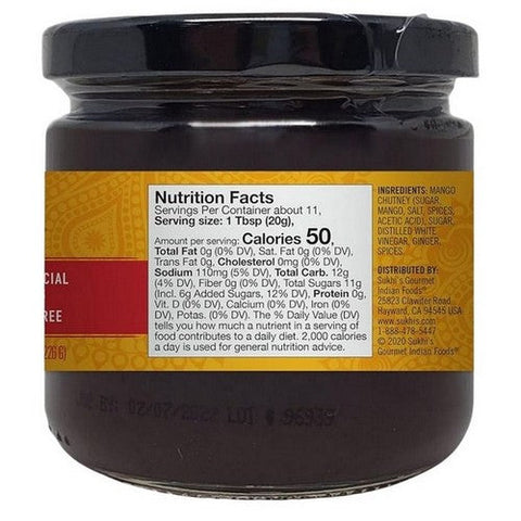 Gourmet Indian Food Chutney Mango 8 Oz (Case Of 6) by Sukhis