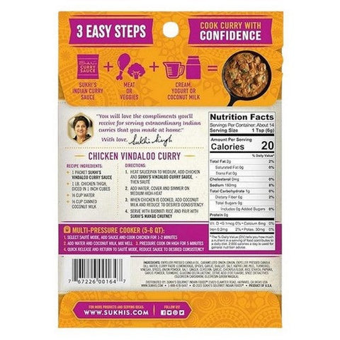 Vindaloo Medium Spicy Curry Sauce 3 Oz (Case Of 6) by Sukhis