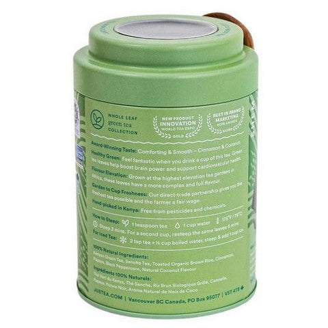 JusTea, Coconut Green Loose Leaf Tea, 100 Grams X 6