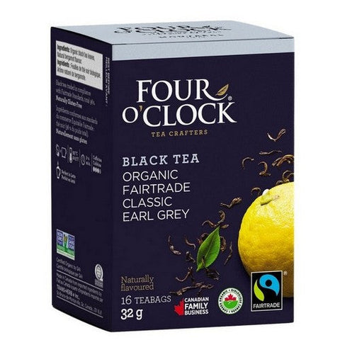 Four O'Clock Tea, Organic Fairtrade Classic Earl Grey, 16 Bags (Case Of 6)