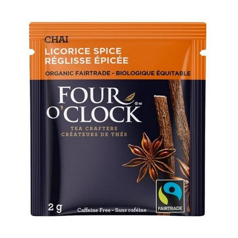 Four O'Clock Tea, Organic Fairtrade Licorice Spice, 16 Bags (Case Of 6)