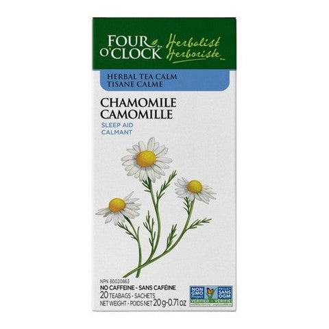 Four O'Clock Tea, Organic Herbalist Calm Chamomile Herbal Tea, 20 Bags (Case Of 6)