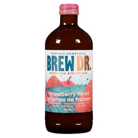 Brew Dr. Kombucha, Organic Strawberry Fields, 414 Ml (Case Of 12)