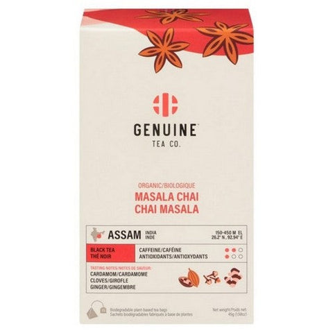 Genuine Tea Co., Organic Masala Chai Black Tea, 45 Grams (Case Of 8)