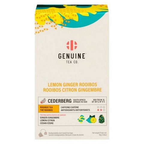Genuine Tea Co., Lemon Ginger Rooibos Tea, 45 Grams (Case Of 8)